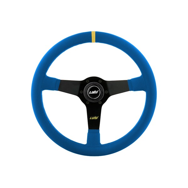 Luisi Mirage Corsa Sportlenkrad, 35cm, Leder Blau, Speichen Schwarz, inkl. TÜV-Gutachten, Geschüssel